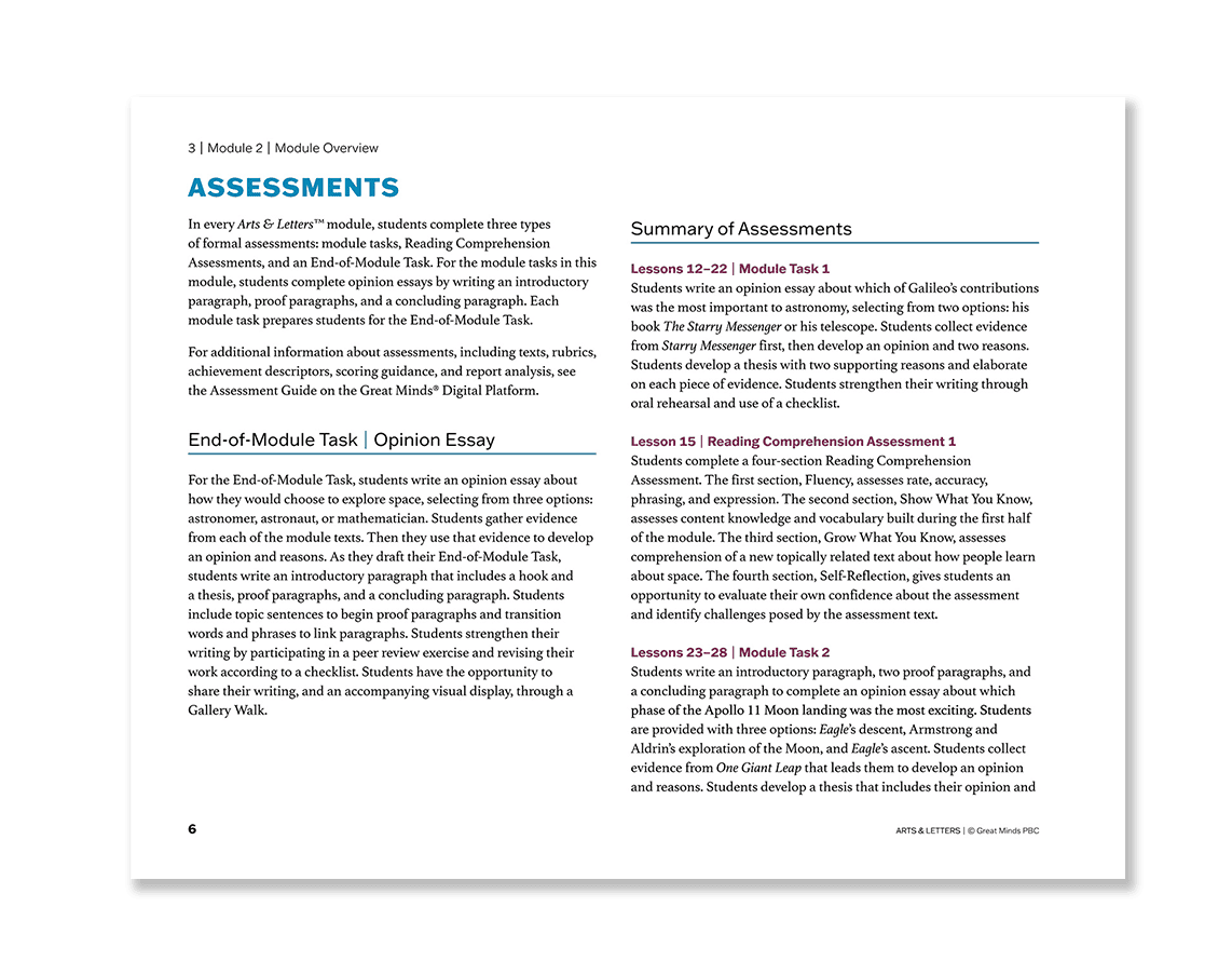 Arts & Letters Assessments